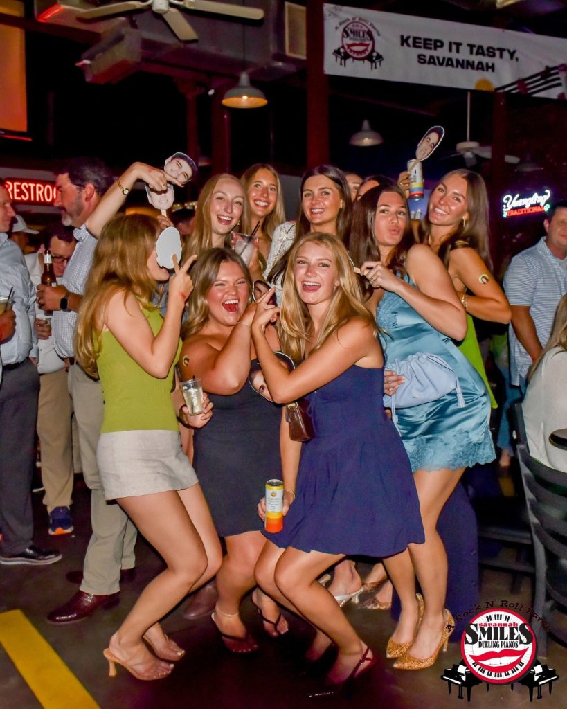 Girls night out dancing at the table