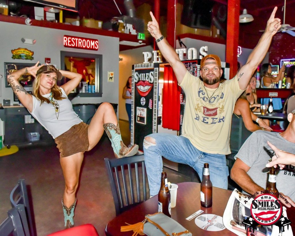 Celebrating in the bar area